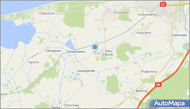 mapa Nowy Borek, Nowy Borek gmina Kołobrzeg na mapie Targeo